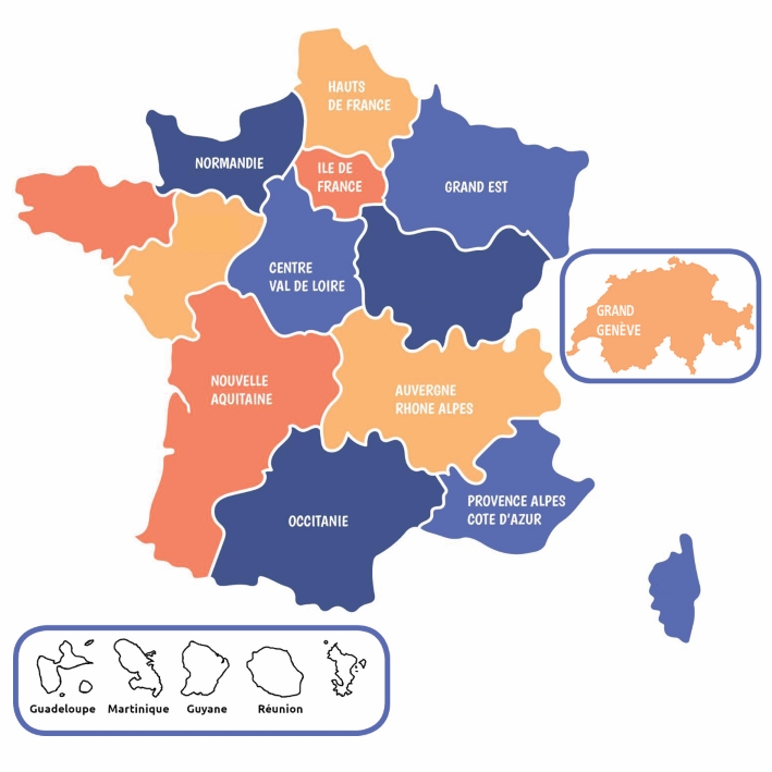Carte de France des régions des Ambassadeurs - Fondation du Benevolat