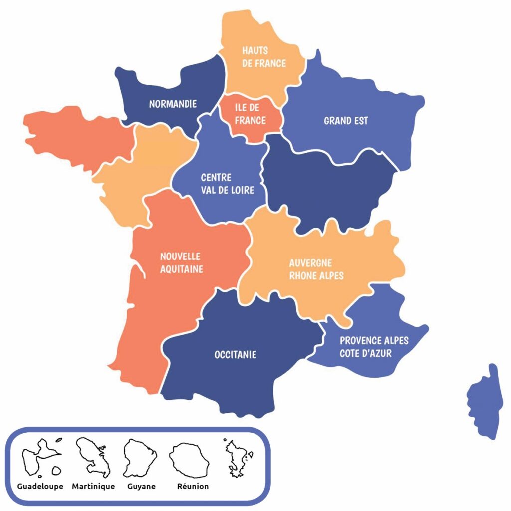 Carte de France des régions des Ambassadeurs - Fondation du Benevolat