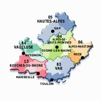 Carte région PACA - Fondation du Bénévolat