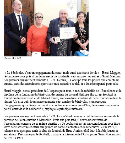 Henri Maggio récompensé pour près d’un demi-siècle de solidarité - Fondation du Benevolat Dec 2025